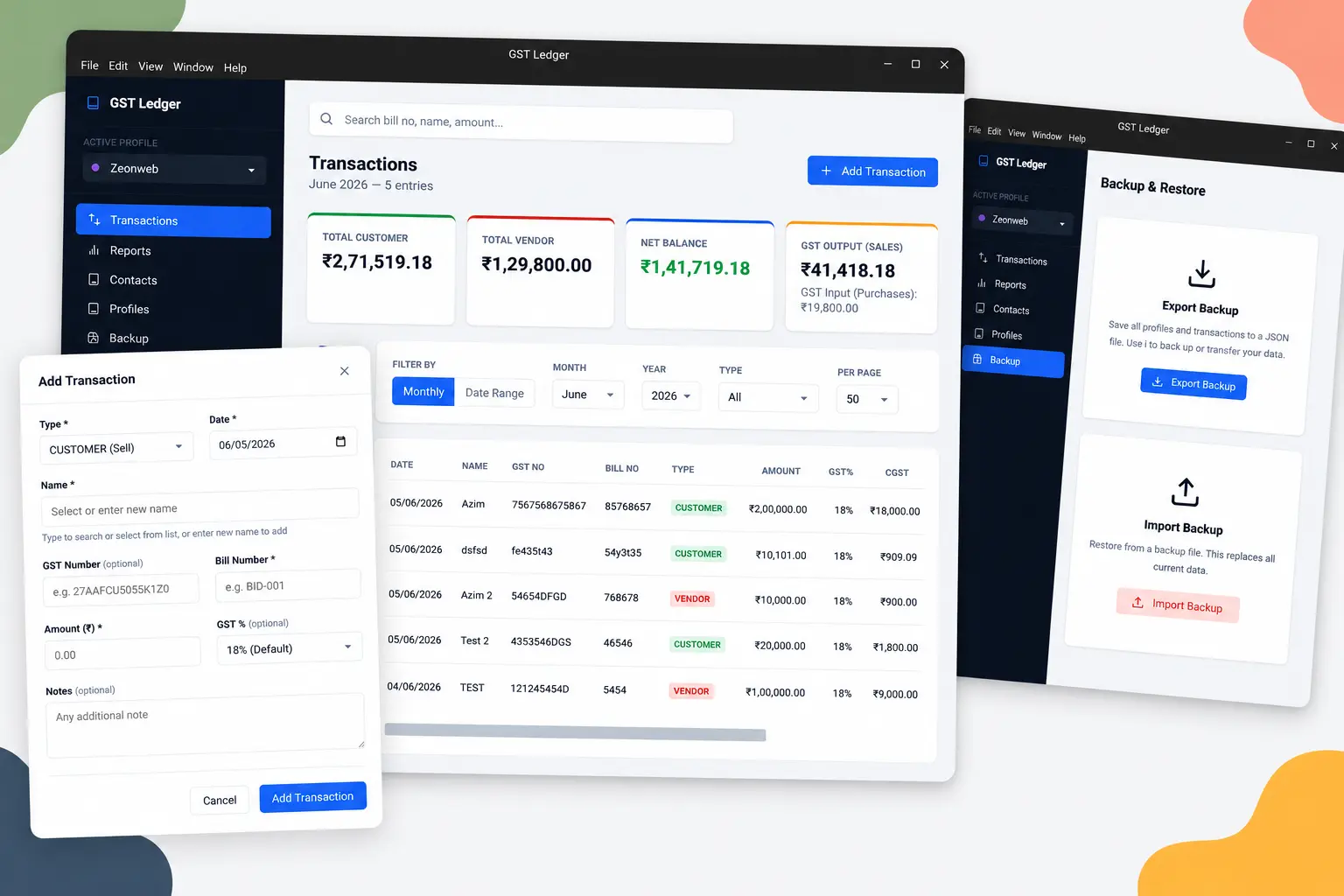 GST Ledger – Offline Desktop App for Small Business Accounting